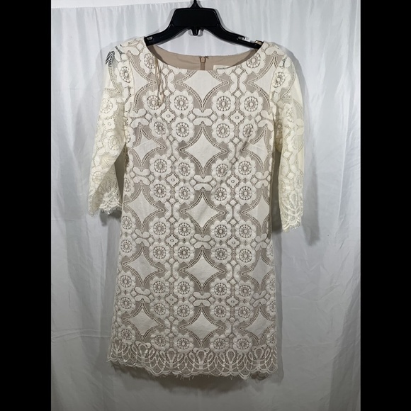NEW $128 Eliza J Lace‎ Shift Dress in Ivory [ SZ 4 ] - Picture 5 of 12